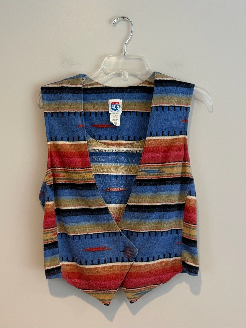 LA 405 Made in the USA Southwestern Stripe Button-Front Vest Size S